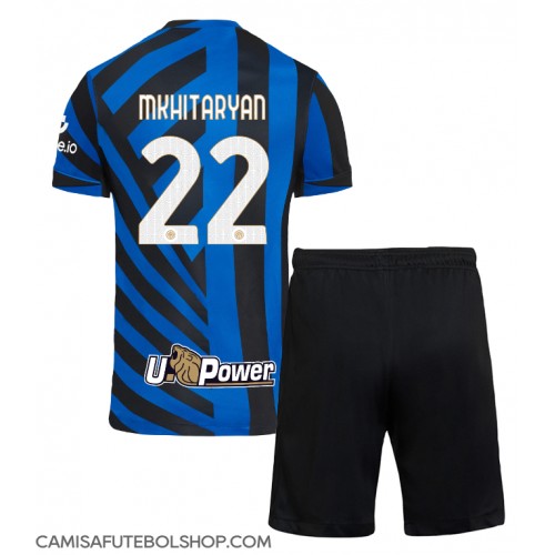 Camisa de time de futebol Inter Milan Henrikh Mkhitaryan #22 Replicas 1º Equipamento Infantil 2024-25 Manga Curta (+ Calças curtas)